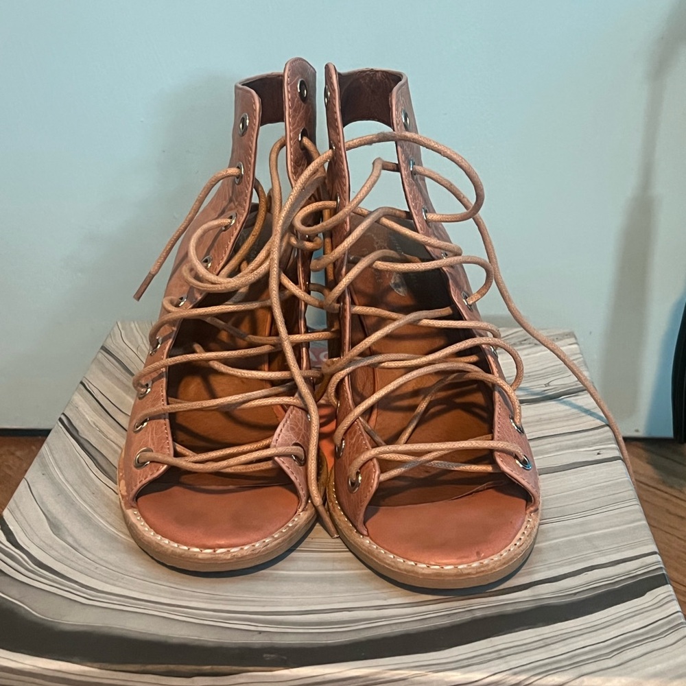 Jeffrey Campbell Tan Lace-Up Sandals